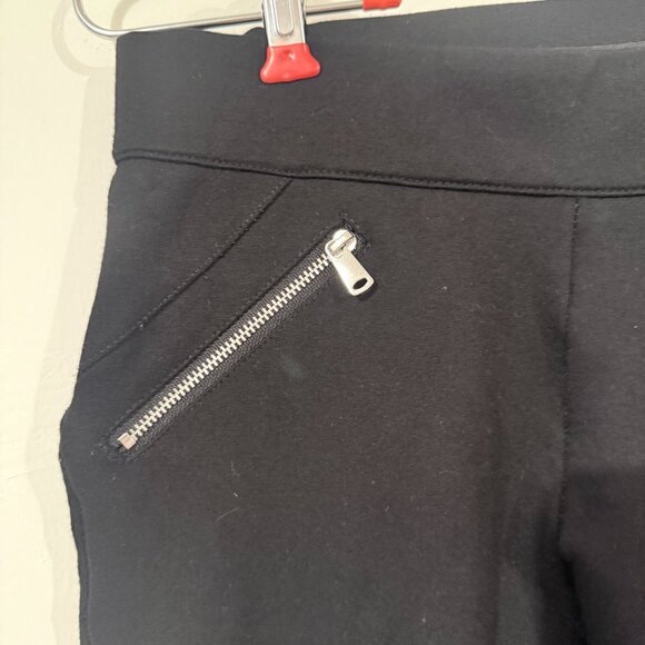 ZARA Black Leggings – Decorative Front Zippers, Thick Stretch Fabric, Size M - Picture 4 of 5